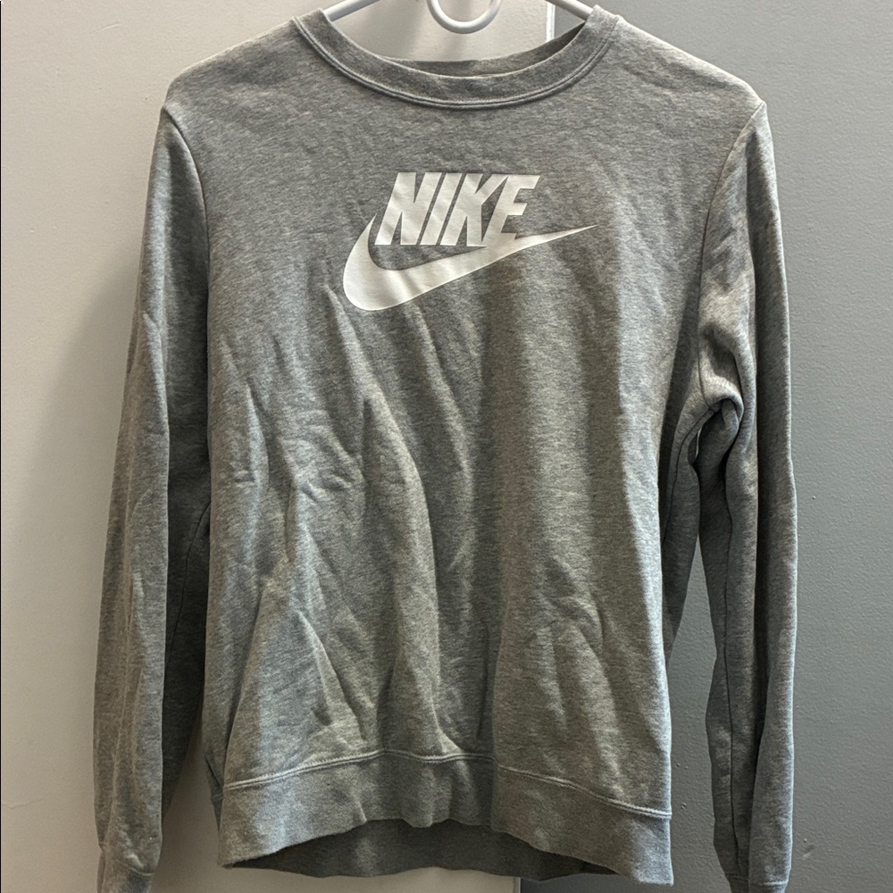Nike Grey Crewneck with White Swoosh Logo